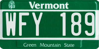 VT license plate WFY189