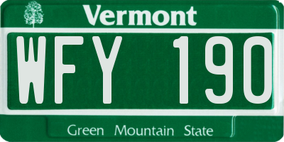 VT license plate WFY190