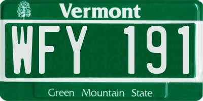 VT license plate WFY191