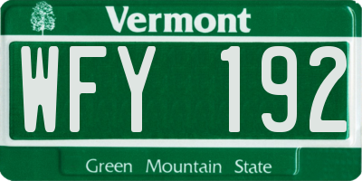VT license plate WFY192
