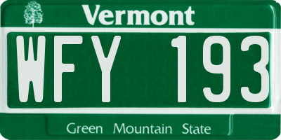 VT license plate WFY193