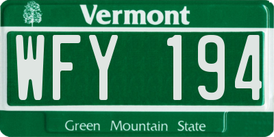 VT license plate WFY194
