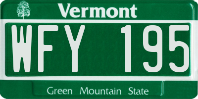 VT license plate WFY195