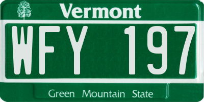 VT license plate WFY197