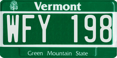 VT license plate WFY198