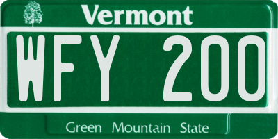 VT license plate WFY200