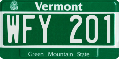 VT license plate WFY201