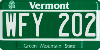 VT license plate WFY202