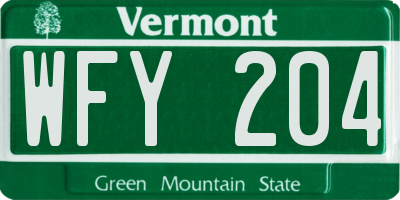 VT license plate WFY204