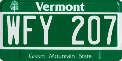 VT license plate WFY207