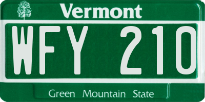 VT license plate WFY210