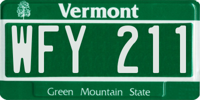 VT license plate WFY211