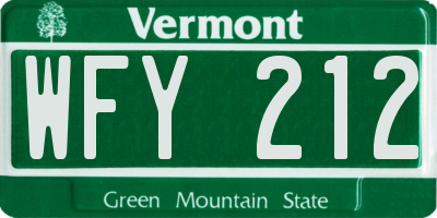 VT license plate WFY212