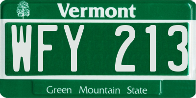 VT license plate WFY213