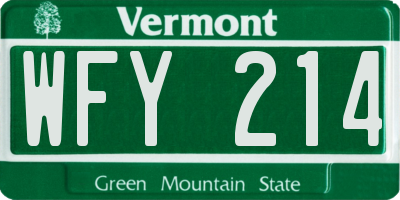 VT license plate WFY214