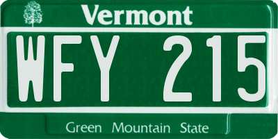 VT license plate WFY215