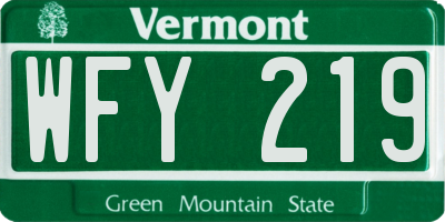 VT license plate WFY219