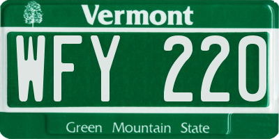 VT license plate WFY220