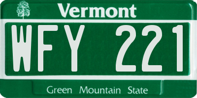 VT license plate WFY221