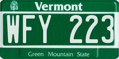 VT license plate WFY223