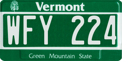 VT license plate WFY224