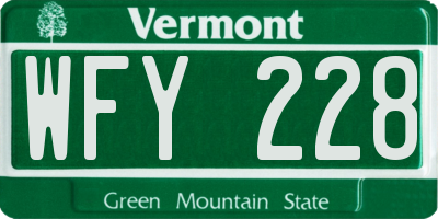 VT license plate WFY228