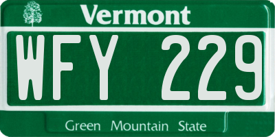 VT license plate WFY229