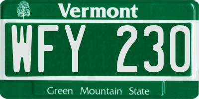 VT license plate WFY230