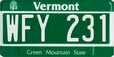 VT license plate WFY231