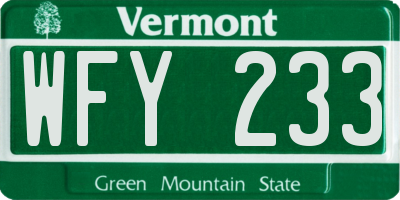 VT license plate WFY233