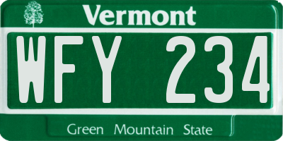 VT license plate WFY234