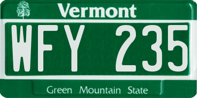 VT license plate WFY235