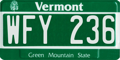 VT license plate WFY236