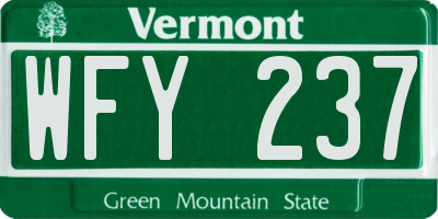 VT license plate WFY237