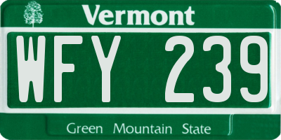 VT license plate WFY239
