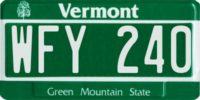 VT license plate WFY240