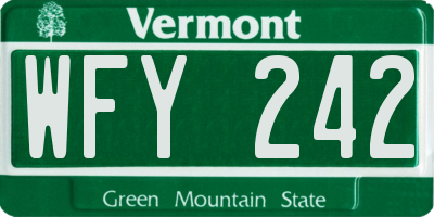 VT license plate WFY242