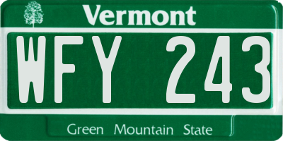 VT license plate WFY243