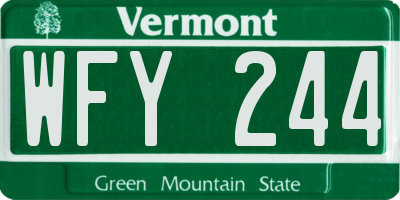 VT license plate WFY244