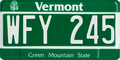 VT license plate WFY245