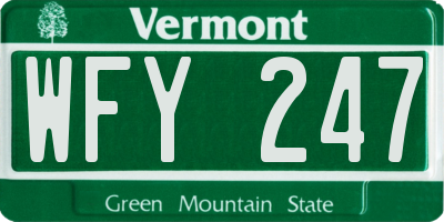 VT license plate WFY247