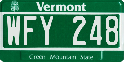 VT license plate WFY248