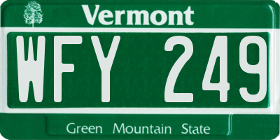 VT license plate WFY249