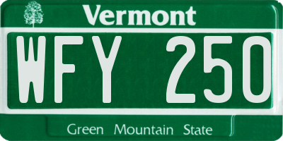 VT license plate WFY250