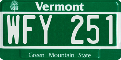 VT license plate WFY251