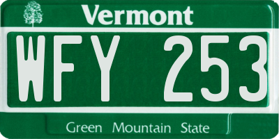 VT license plate WFY253