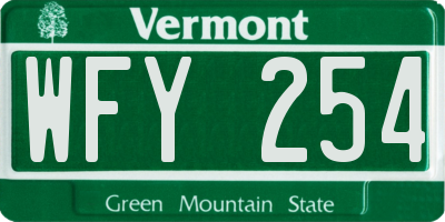 VT license plate WFY254