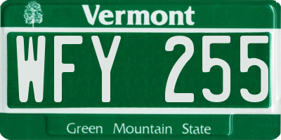 VT license plate WFY255
