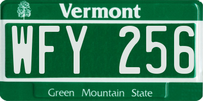VT license plate WFY256
