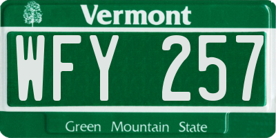 VT license plate WFY257